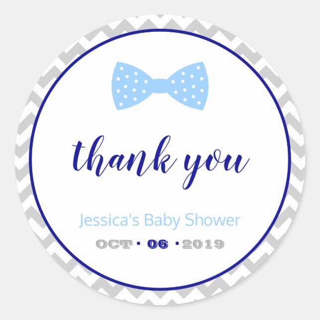 Round Baby Shower Thank You Stickers- Little Man Classic Round Sticker (Front)