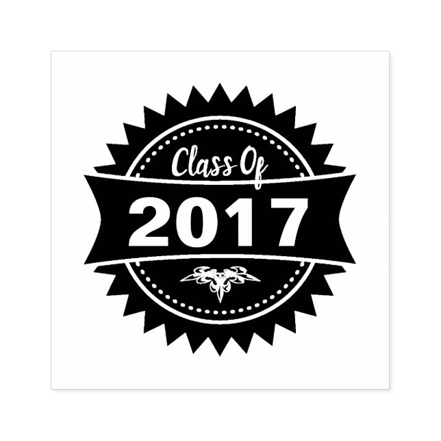 Round Badge Class Of 2017 Rubber Stamp (Imprint)