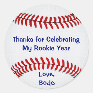 Round Baseball Baseball Stickers with YOUR TEXT