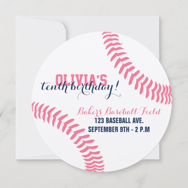 ROUND BASEBALL BIRTHDAY INVITATION (Front)