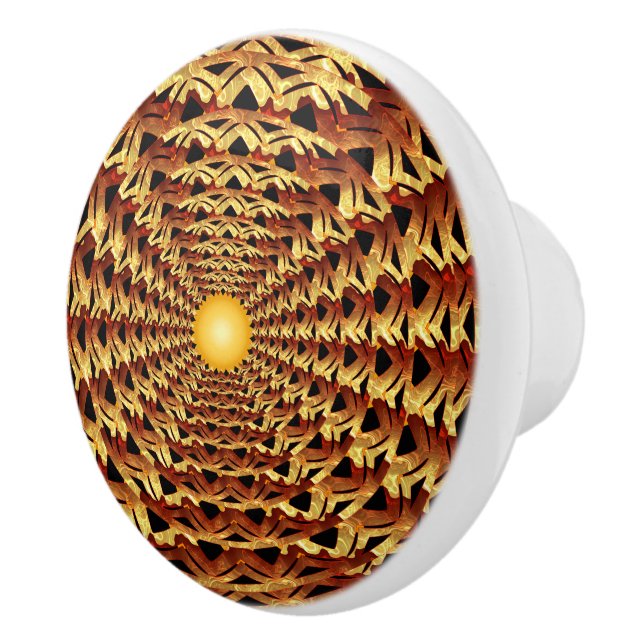 Round Basket Weave Geometric Pattern Ceramic Knob (Right)