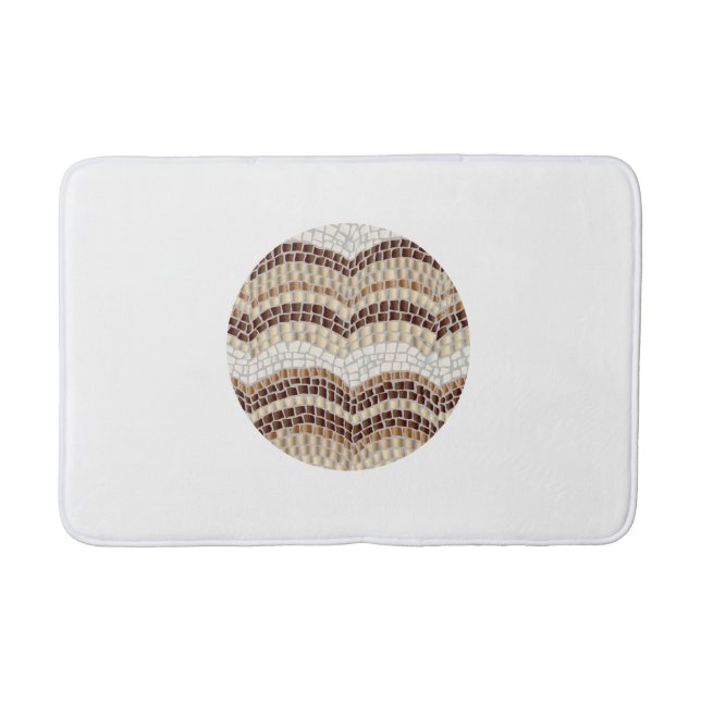 Round Beige Mosaic Medium Bath Mat (Front)