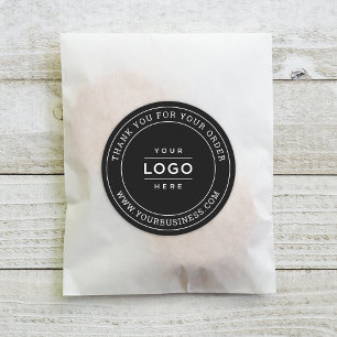 Round Black Custom Business Logo Branded Classic Round Sticker