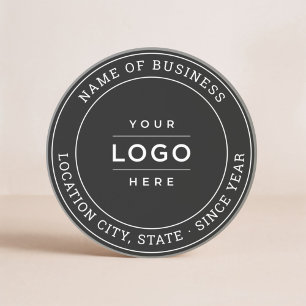 Round Black Custom Business Logo Branded Coaster