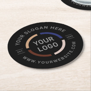Round black Custom Logo Branded Promotional Round Paper Coaster