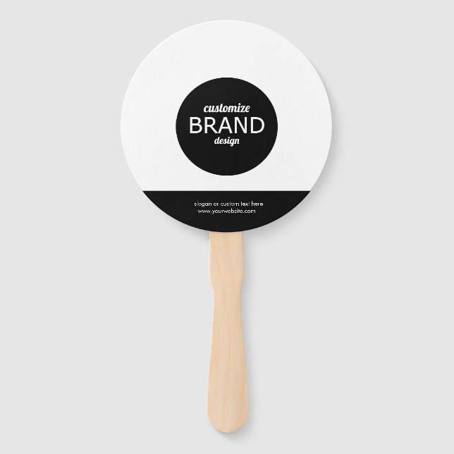 Round Black White Promotional Hand Fans With Logo  (Front)
