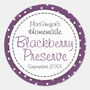 Round blackberry preserve or jam jar food label