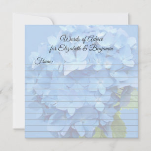 Round Blue Hydrangea Blank Advice Wedding Cards