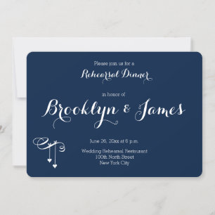 Round Blue Wedding Rehearsal Invites Hearts