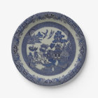 Round Blue Willow Plates Made of Paper: 7 inches