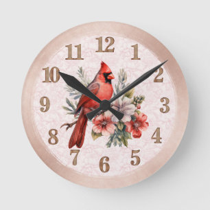 Round Blush Colour Cardinal Clock