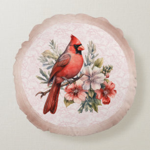 Round Blush Colour Cardinal Pillow