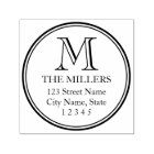 Round Border Family Name Monogram Address