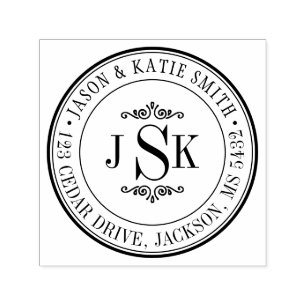 Round Border Initials Monogram Create Your Own Self-inking Stamp