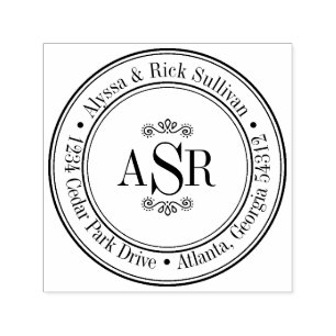 Round Border Initials Monogram Create Your Own Self-inking Stamp