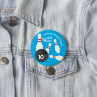 Round bowling ball Birthday party pinback buttons