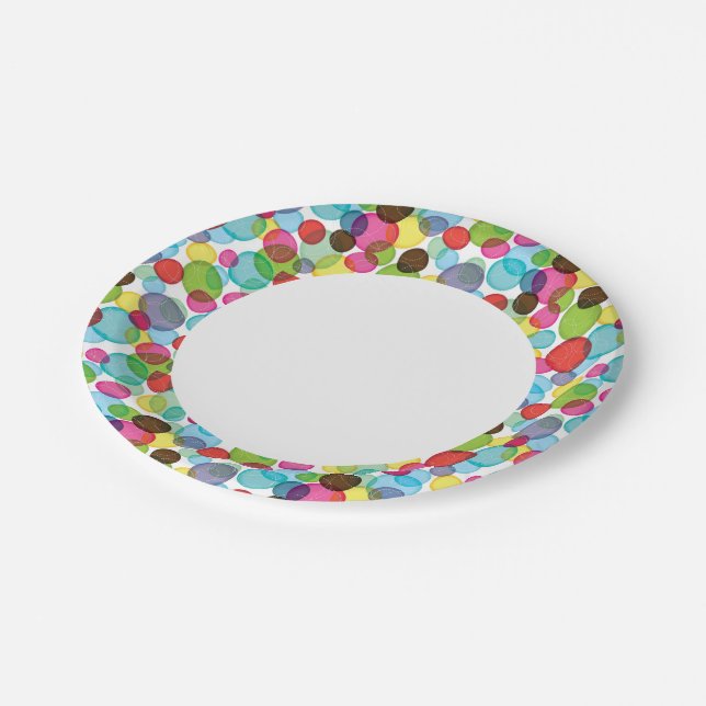 Round bubbles kids pattern 2 paper plate (Angled)