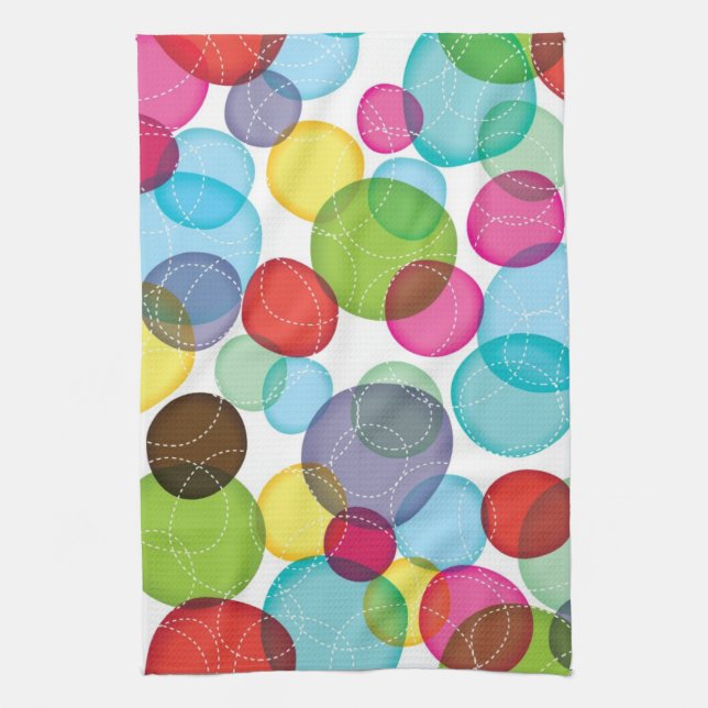 Round bubbles kids pattern 2 tea towel (Vertical)