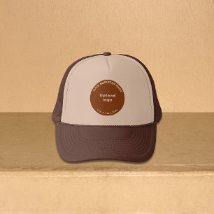 Round Business Brand on Brown and Tan Trucker Hat