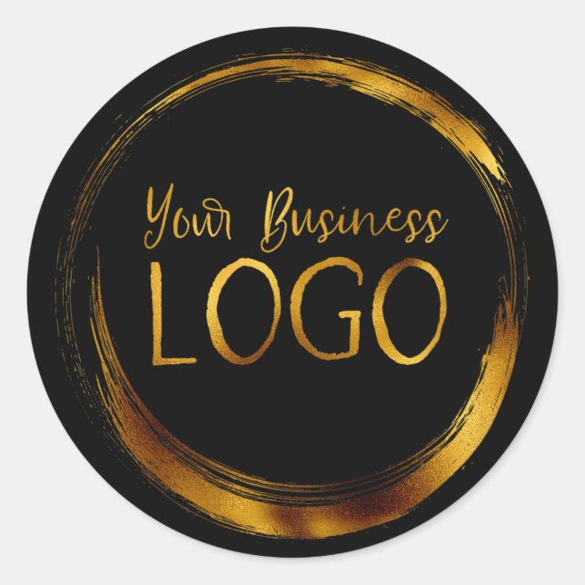 Round Business Logo on Black Promo Classic Round Sticker (Front)