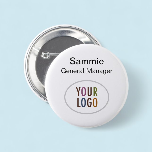 Round Button Employee Name Tag Pin Company Logo (MISOOK Round Name Tag Button Pin with Logo)