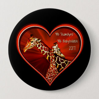 Round Button Pin Giraffe April Mum and baby
