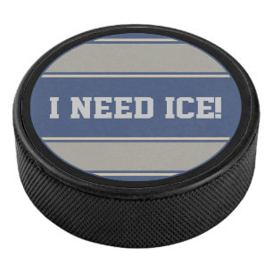 Round Button - Stripes blue stone grey Hockey Puck