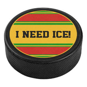 Round Button - Stripes red green yellow Hockey Puck