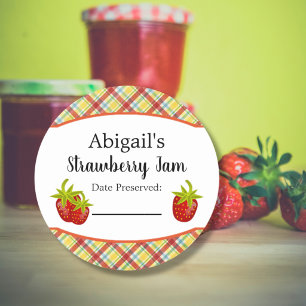 Round Canning Sticker Strawberry Fruit