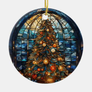Round Ceramic Christmas Tree Ornament