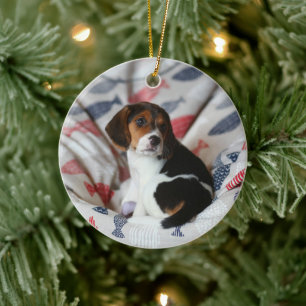 Round Ceramic Ornament with Custom Pet Photo