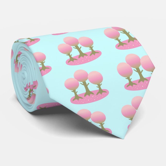 Round Cherry Blossom Trees Tie (Rolled)