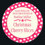 Round cherry red cookie exchange baking stickers<br><div class="desc">Cute cherry red polka dot baking stickers, perfect for christmas cherry recipes, cookie exchange parties or for selling your homemade cherry products at farmer's market's and craft fairs. Use these stickers to seal your Christmas or for sale goodies that you give others or for children's favours to family and friends....</div>