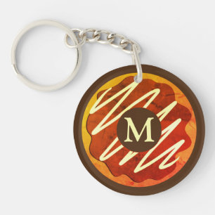 Round chocolate doughnut custom monogram key ring