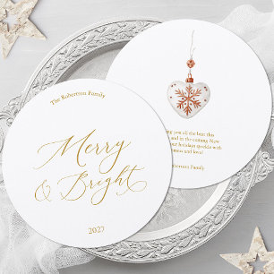 Round Christmas Card with Gold Script