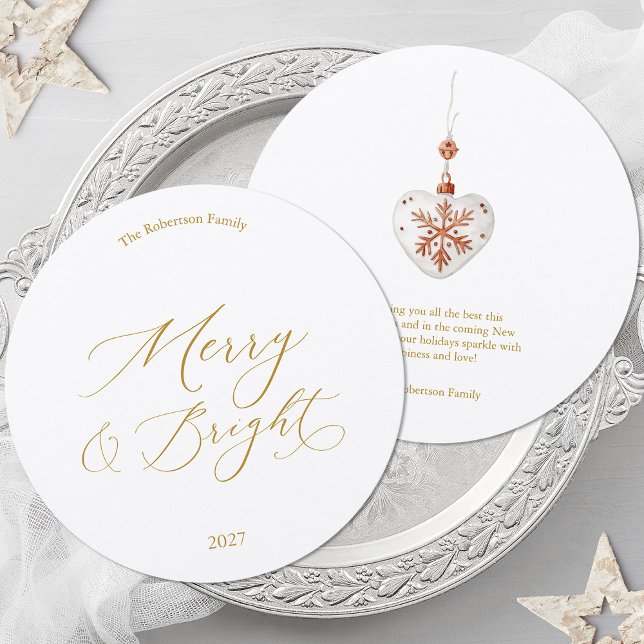 Round Christmas Card with Gold Script (Creator Uploaded)