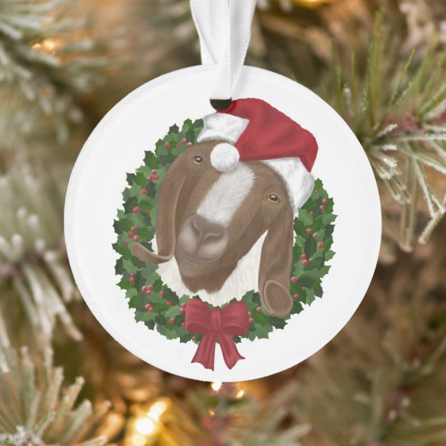 Round Christmas Goat Ornament (Tree)
