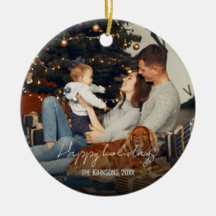 Round Christmas Holiday Ceramic Ornament