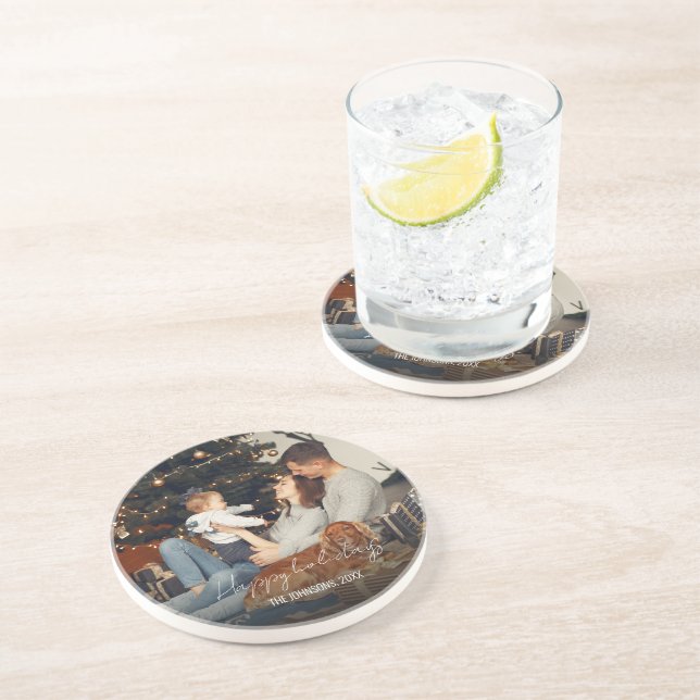 Round Christmas Holiday Coaster (Side)