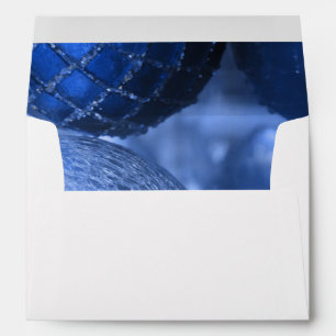 Round Christmas Holiday Decorations, Blue Photo Envelope