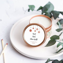 Round Christmas Noel Candle Editable Label Sticker