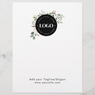 Round Circle Custom Company Logo Floral Greenery Letterhead