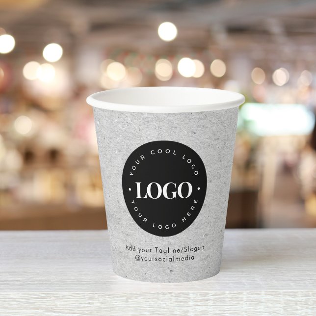 Round Circle Custom Company Logo Grey Kraft Paper Cups (Creator Uploaded)