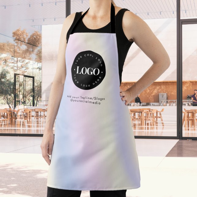 Round Circle Custom Company Logo Holographic Style Apron (Creator Uploaded)