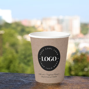 Round Circle Custom Company Logo Rustic Kraft Pape Paper Cups