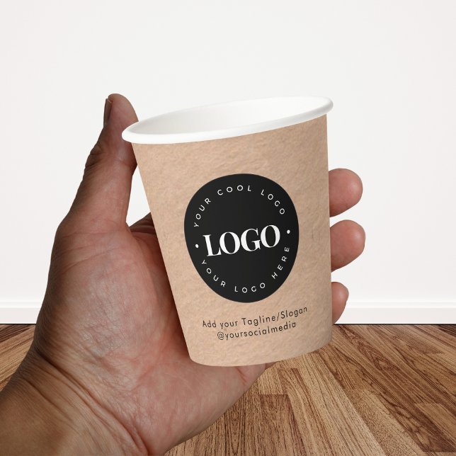 Round Circle Custom Company Logo Rustic Kraft Pape Paper Cups (Creator Uploaded)