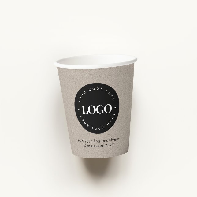 Round Circle Custom Company Logo Rustic Kraft Paper Cups (Creator Uploaded)