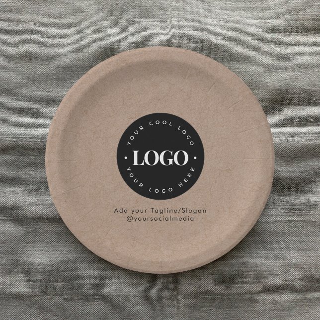 Round Circle Custom Company Logo Rustic Kraft  Paper Plate (Creator Uploaded)
