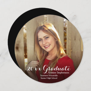 Round Circle Photo Shading Custom Graduation Invitation