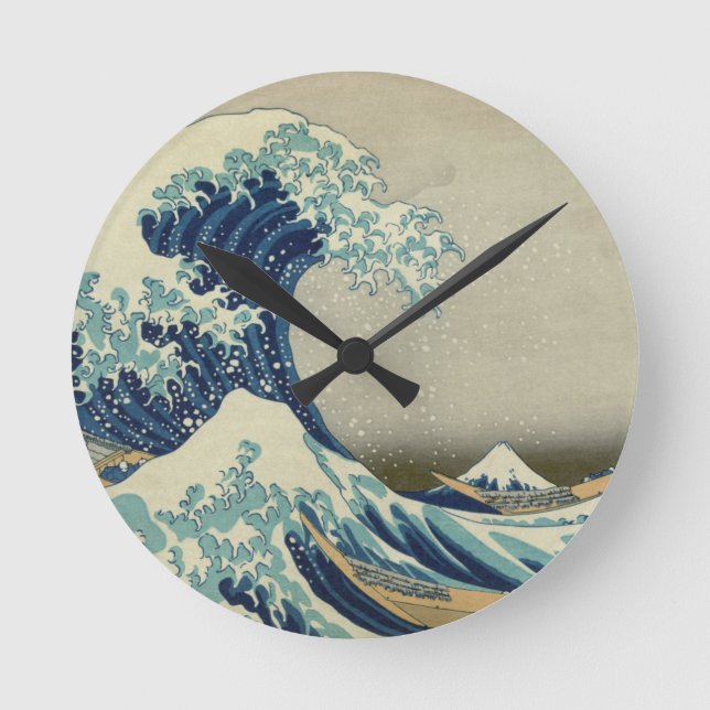 Round clock: "Great Wave off Kanagawa" by Hokusai Round Clock (Front)